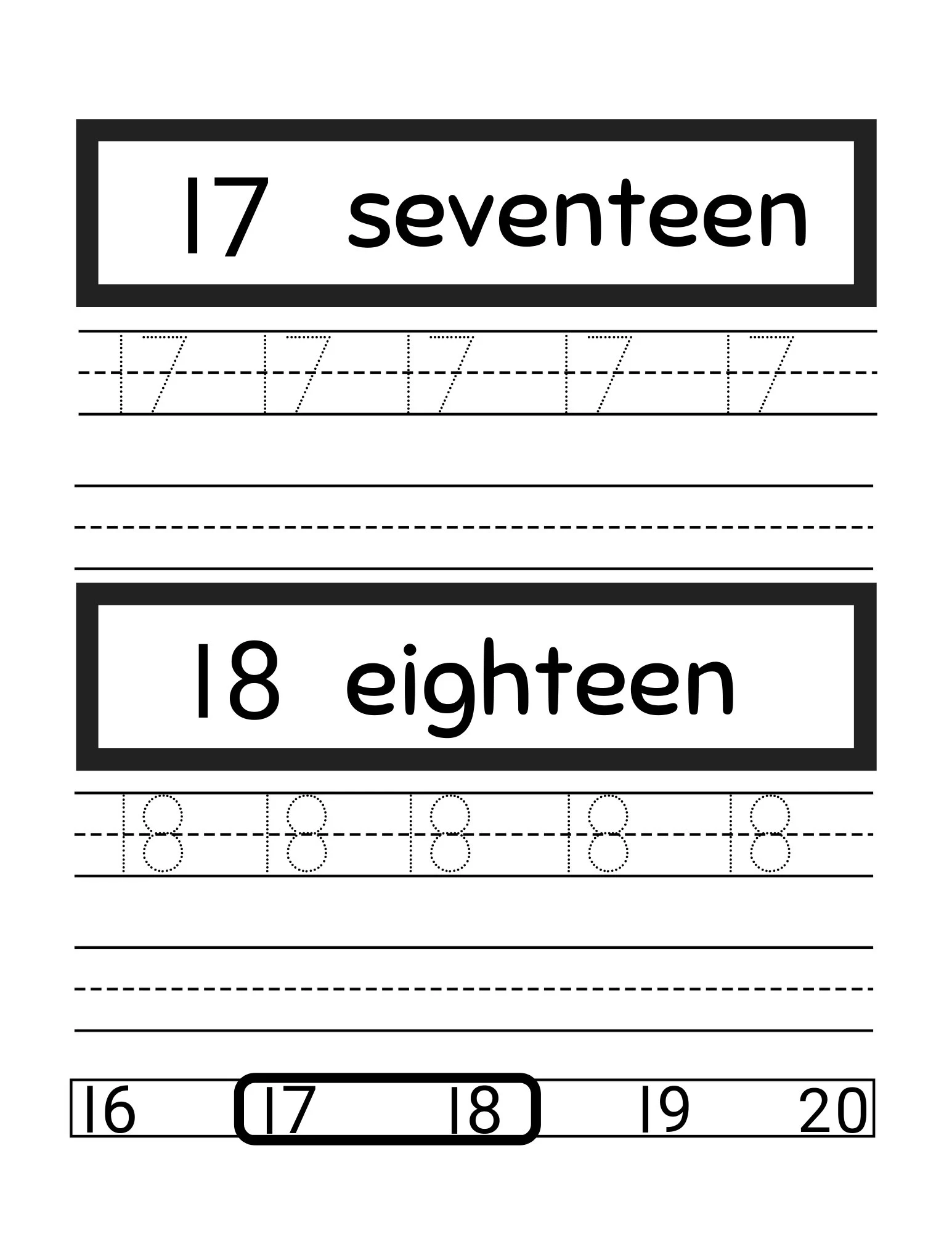Tracing Number Words 11 20