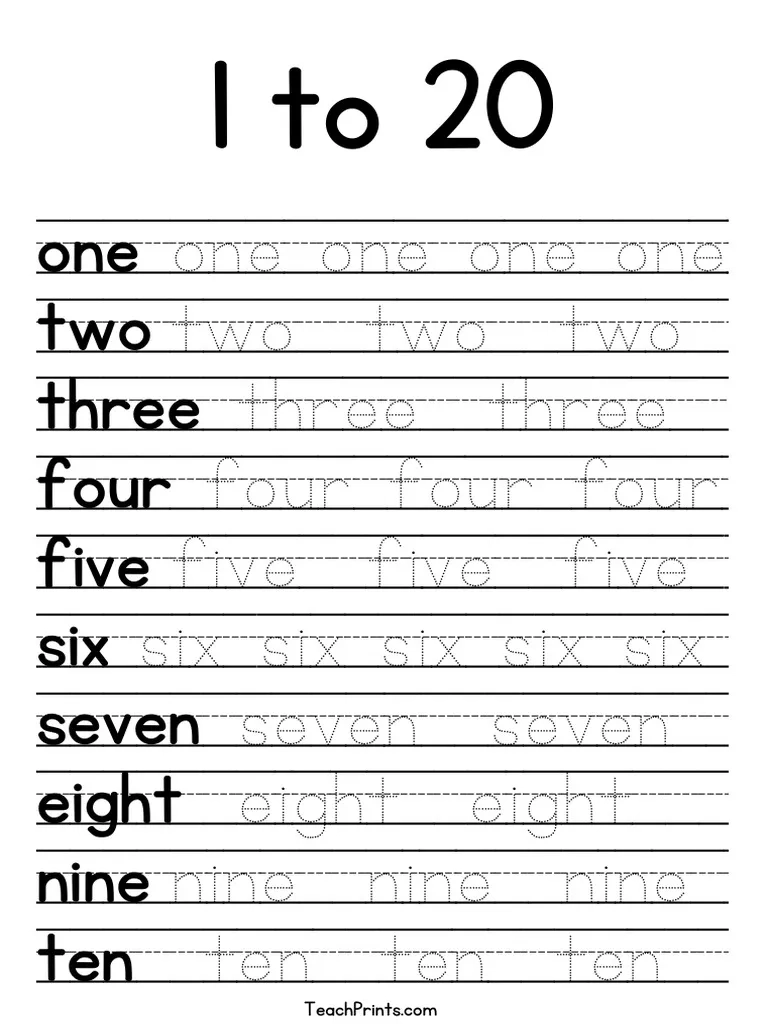 20 Tracing Worksheet