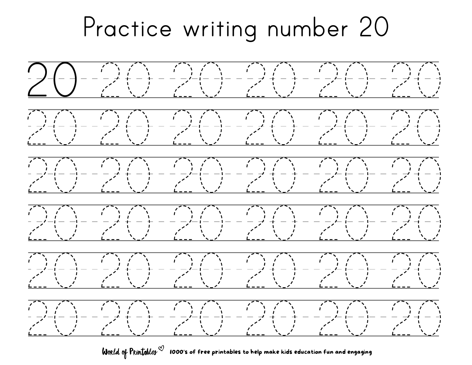 Number 20 Tracing