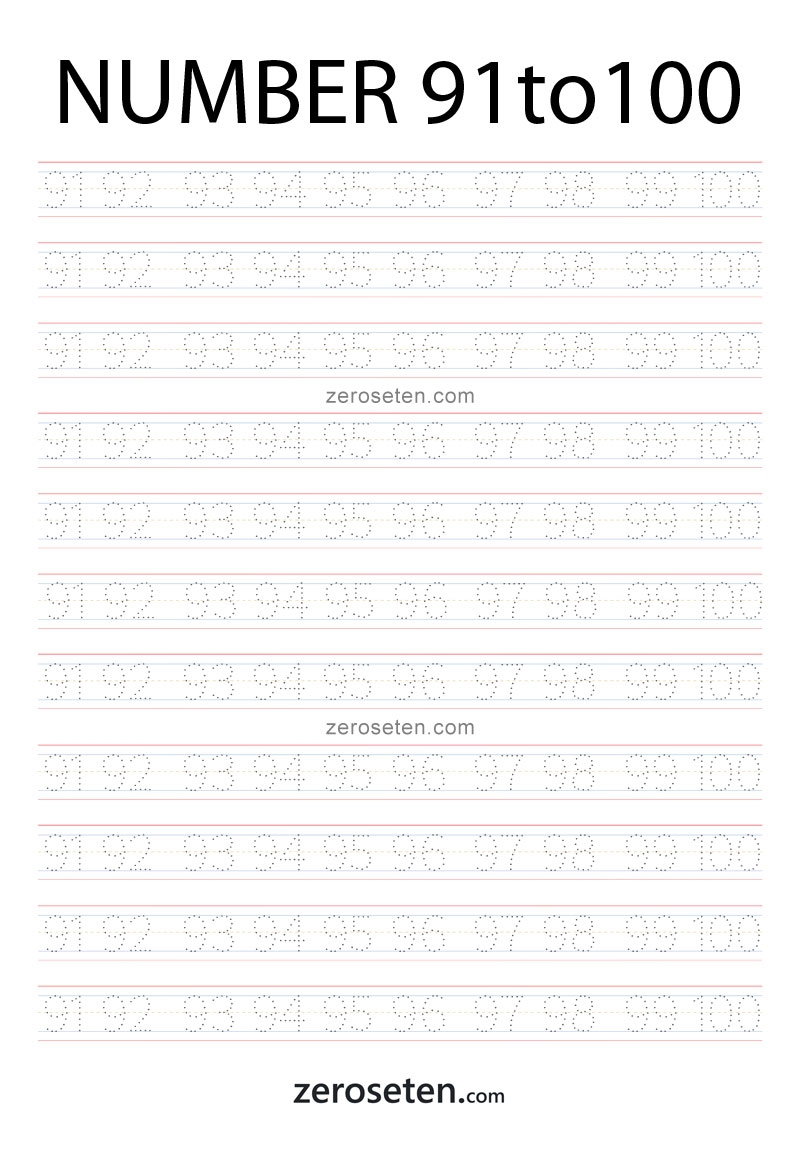 Number Tracing Sheets 1 100