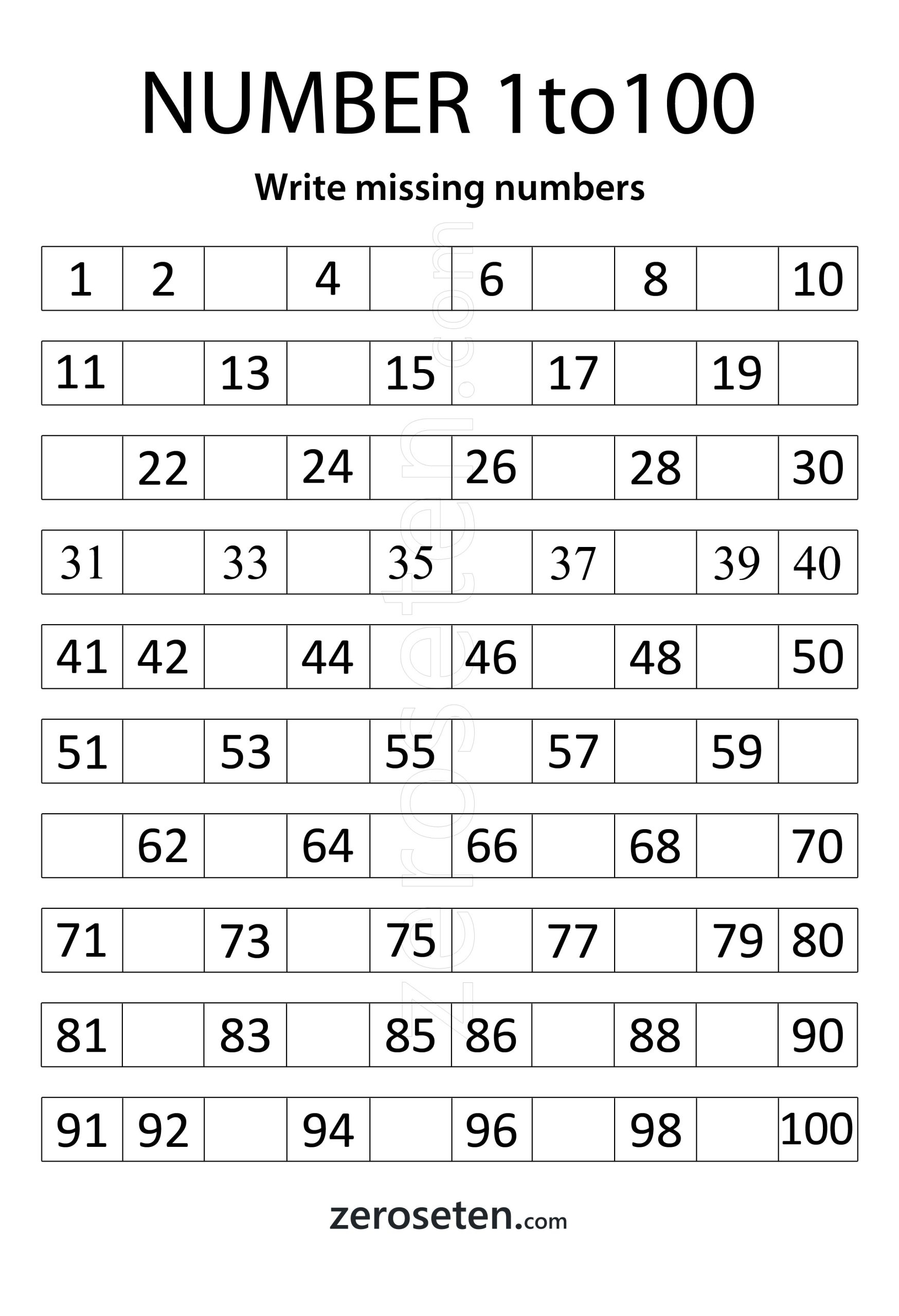 1 To 100 Numbers Reading And Tracing Worksheets Archives Zero Se 
