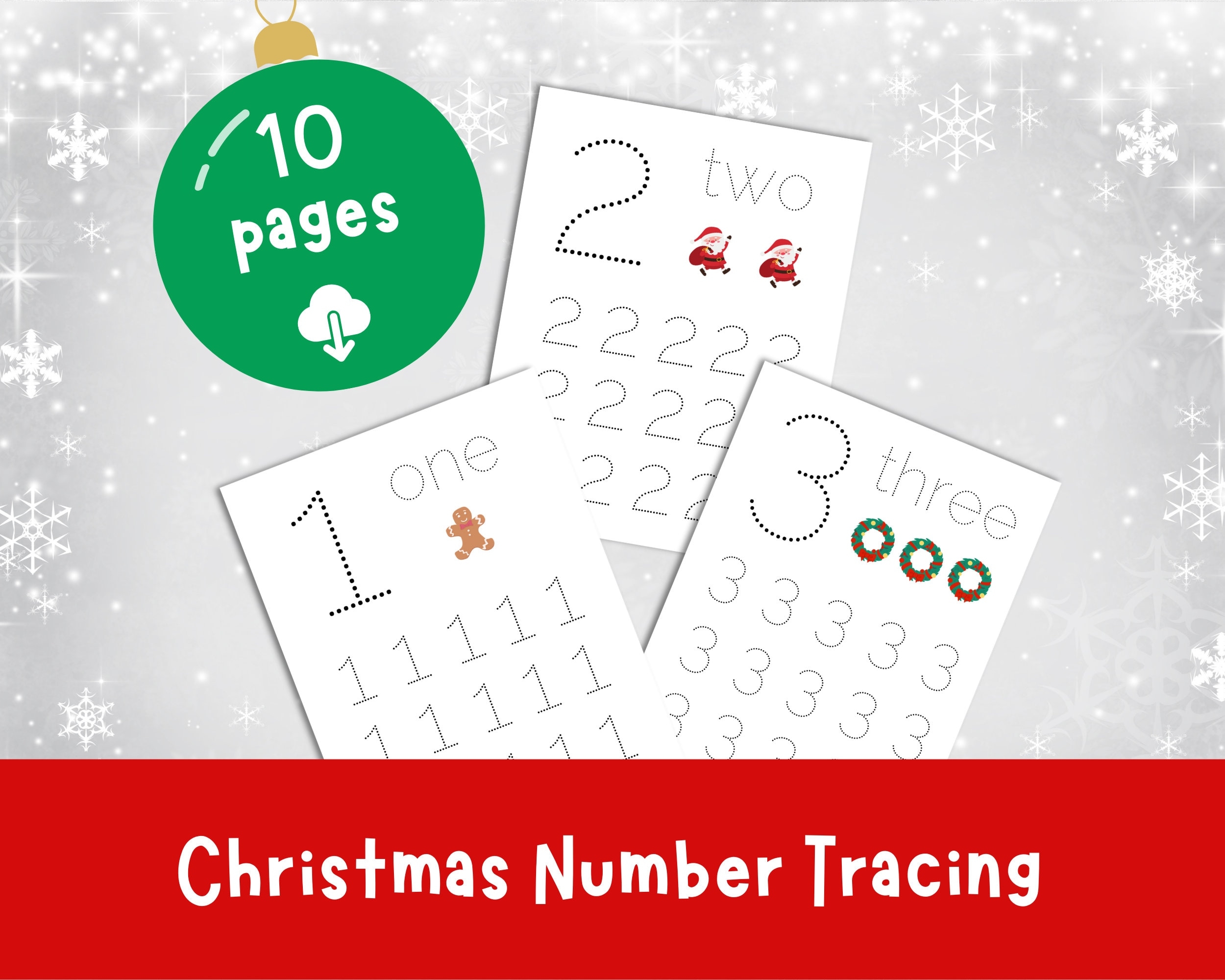 10 Christmas Number Tracing Pages Holiday Activities For Kids 