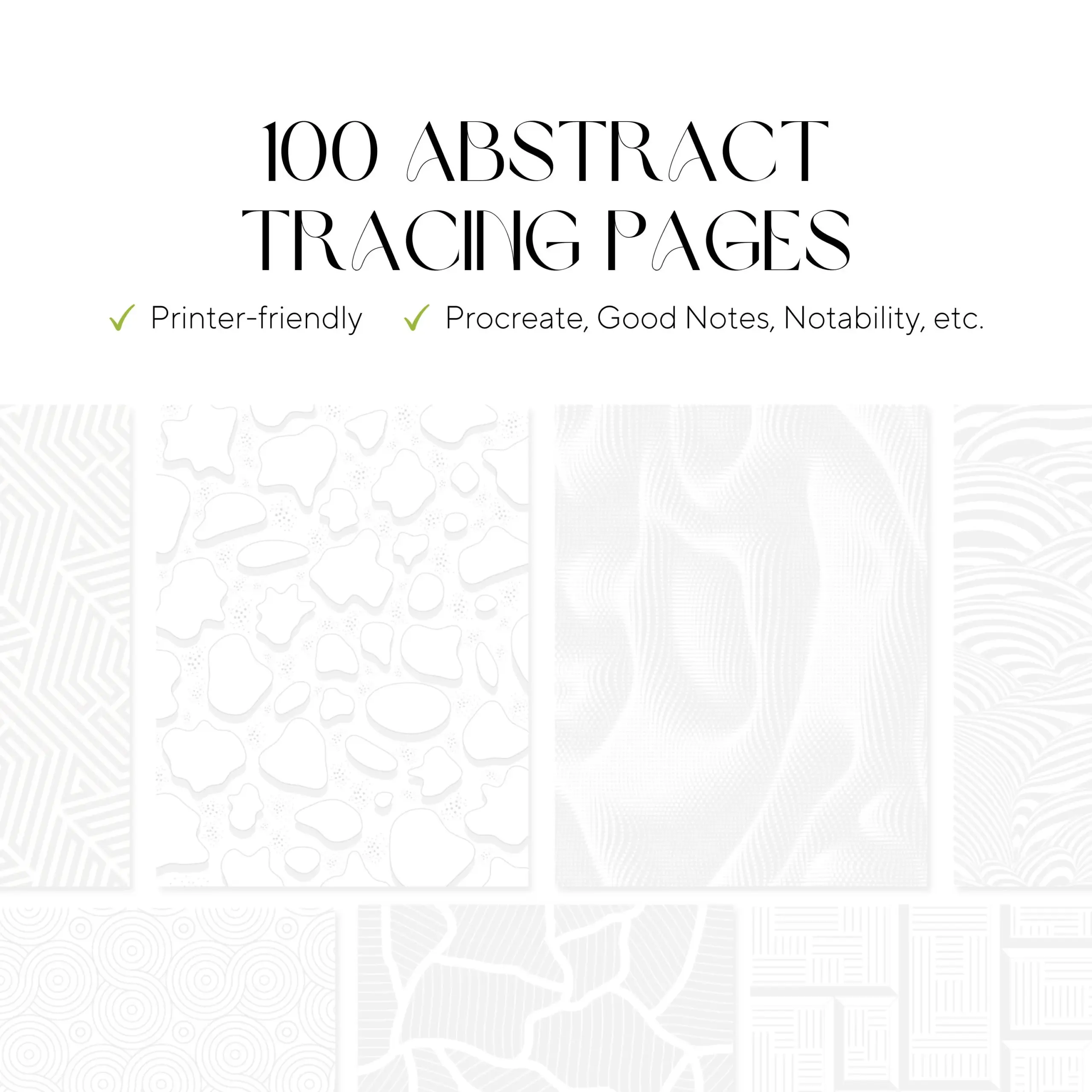100 Abstract Geometry Tracing Pages Adult Coloring Art Therapy 