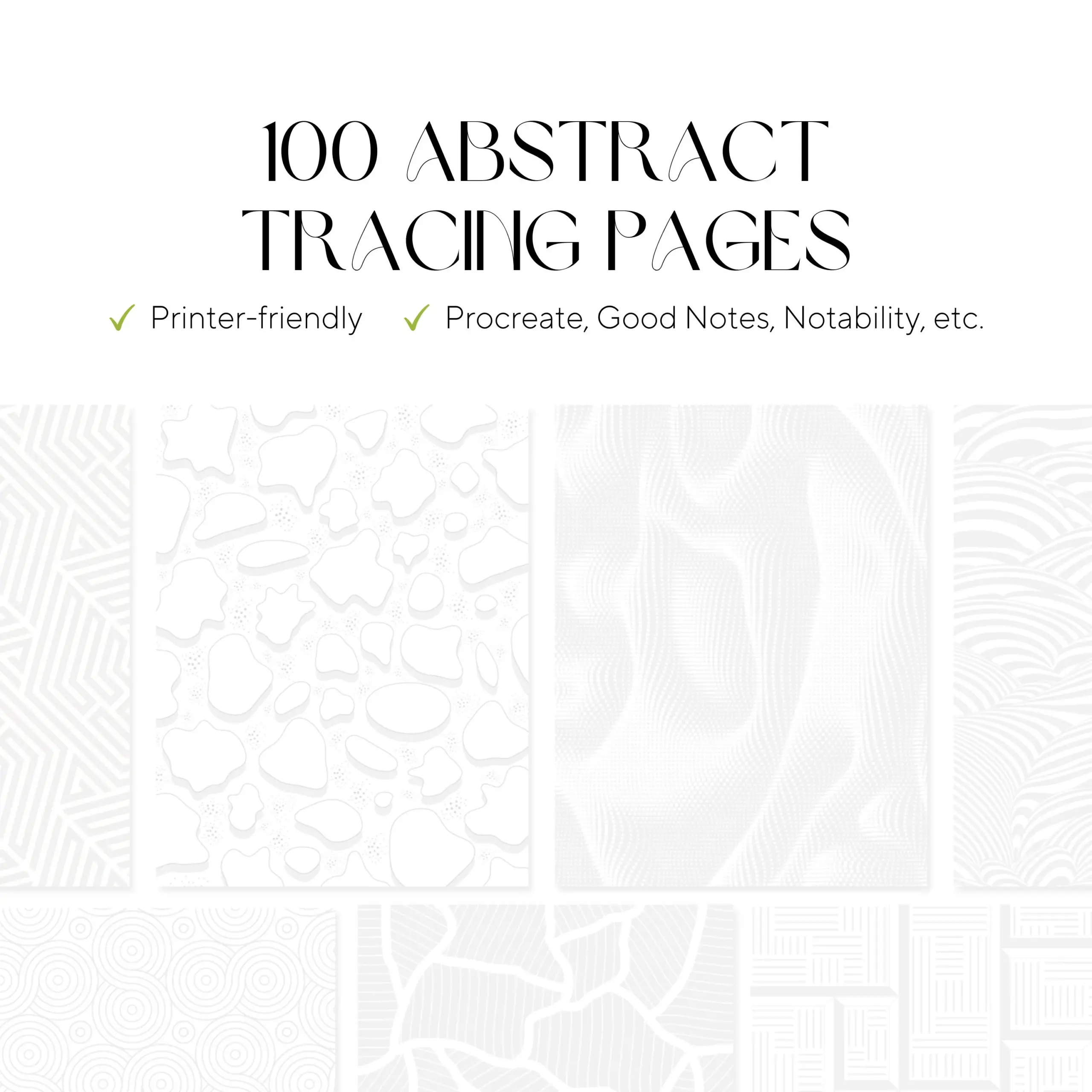 100 Abstract Geometry Tracing Pages Adult Coloring Art Therapy 