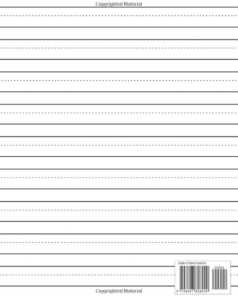100 Pages Kindergarten Writing Paper With Lines For ABC Kids Blank Handwriting Practice For Kids With Dotted Line Exercise Tracing Shapes Numbers 