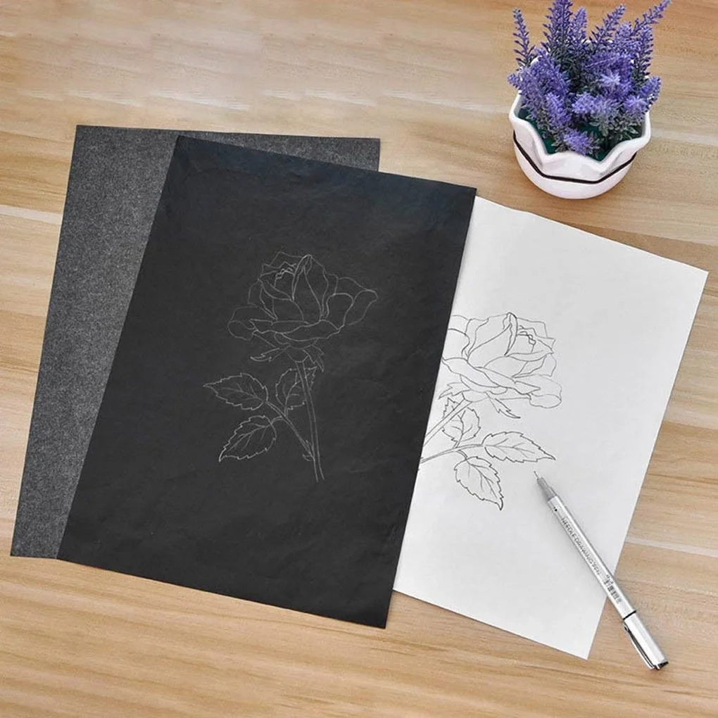 100pcs A4 Carbon Paper Black Legible Graphite Paper Graphite 