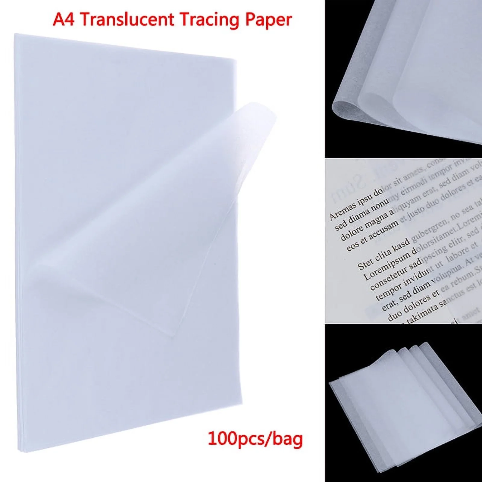 100pcs A4 Translucent Tracing Paper Copy Transfer Printing Drawing 