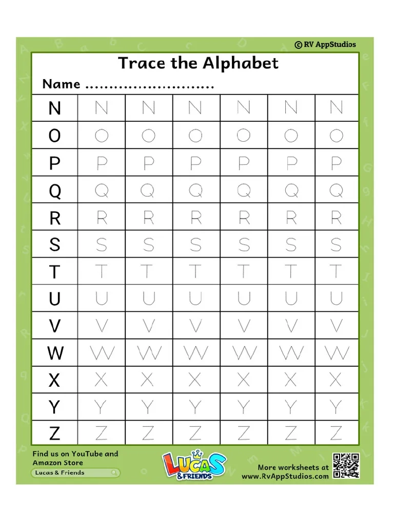 121 Free Printable Worksheets For Kids Practice Alphabet Tracing 
