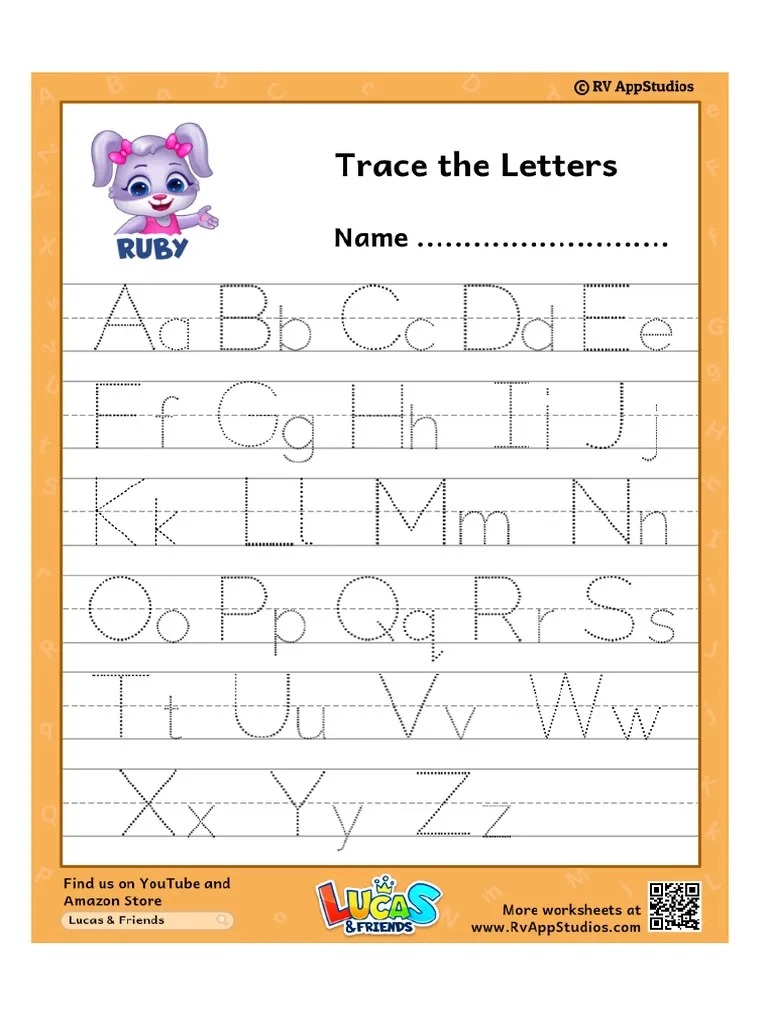 124 Free Printable Worksheets For Kids A Z Alphabet Letter Tracing 