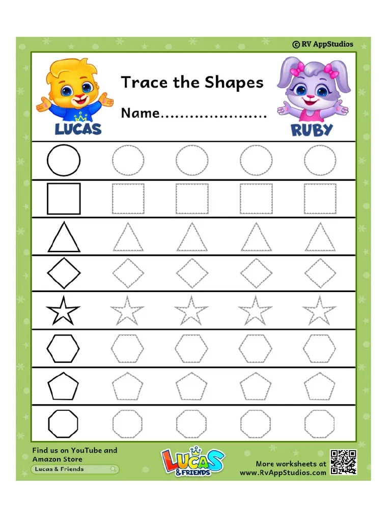 153 Free Printable Worksheets For Kids Dotted Shapes To Trace 