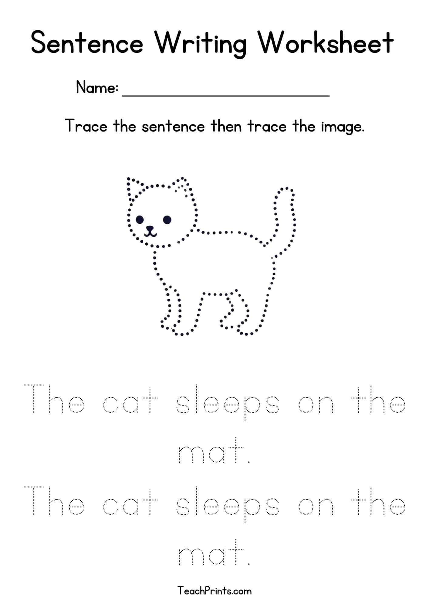 Free Sentence Tracing Worksheets