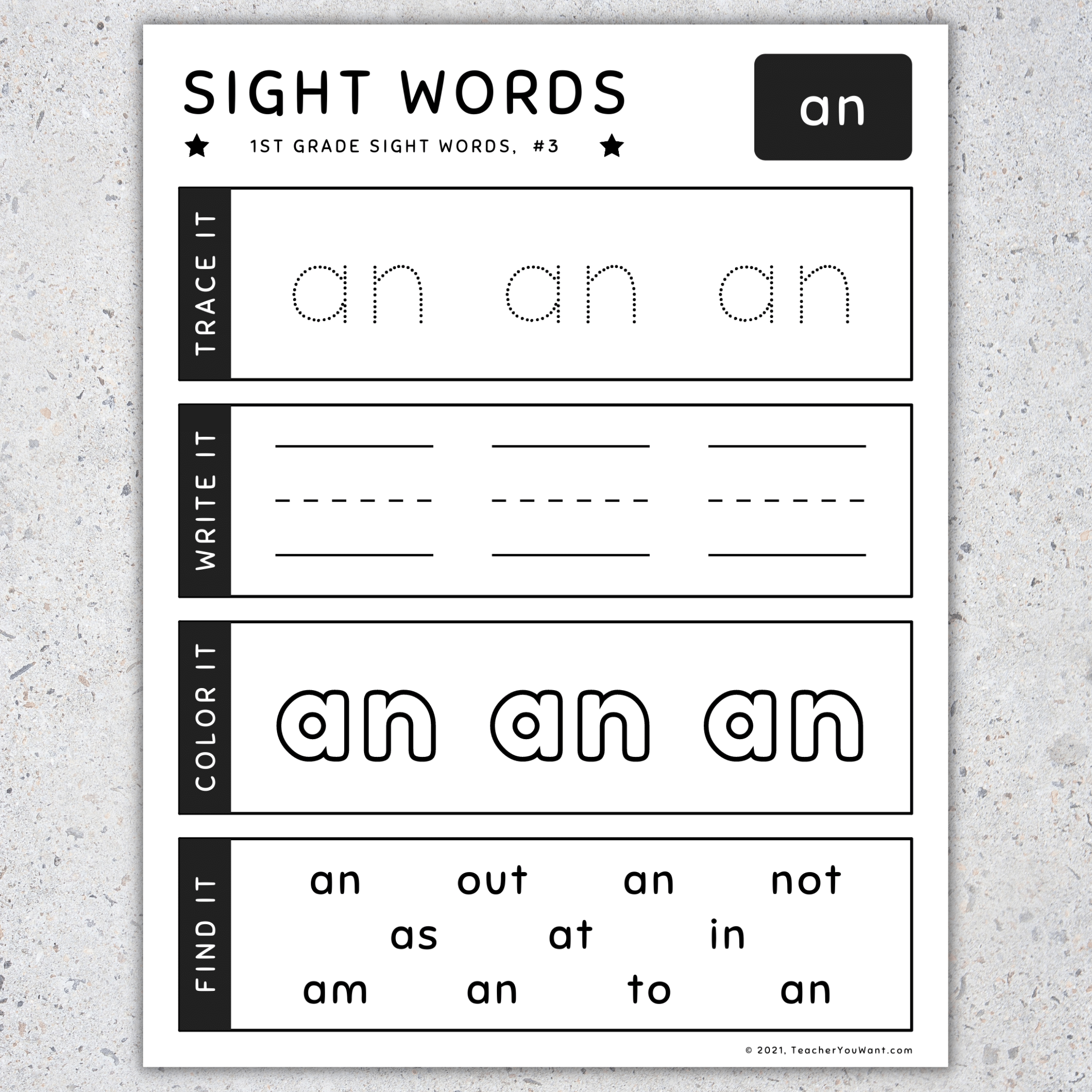 1st Grade Sight Words Trace Write Color And Find It Worksheets 