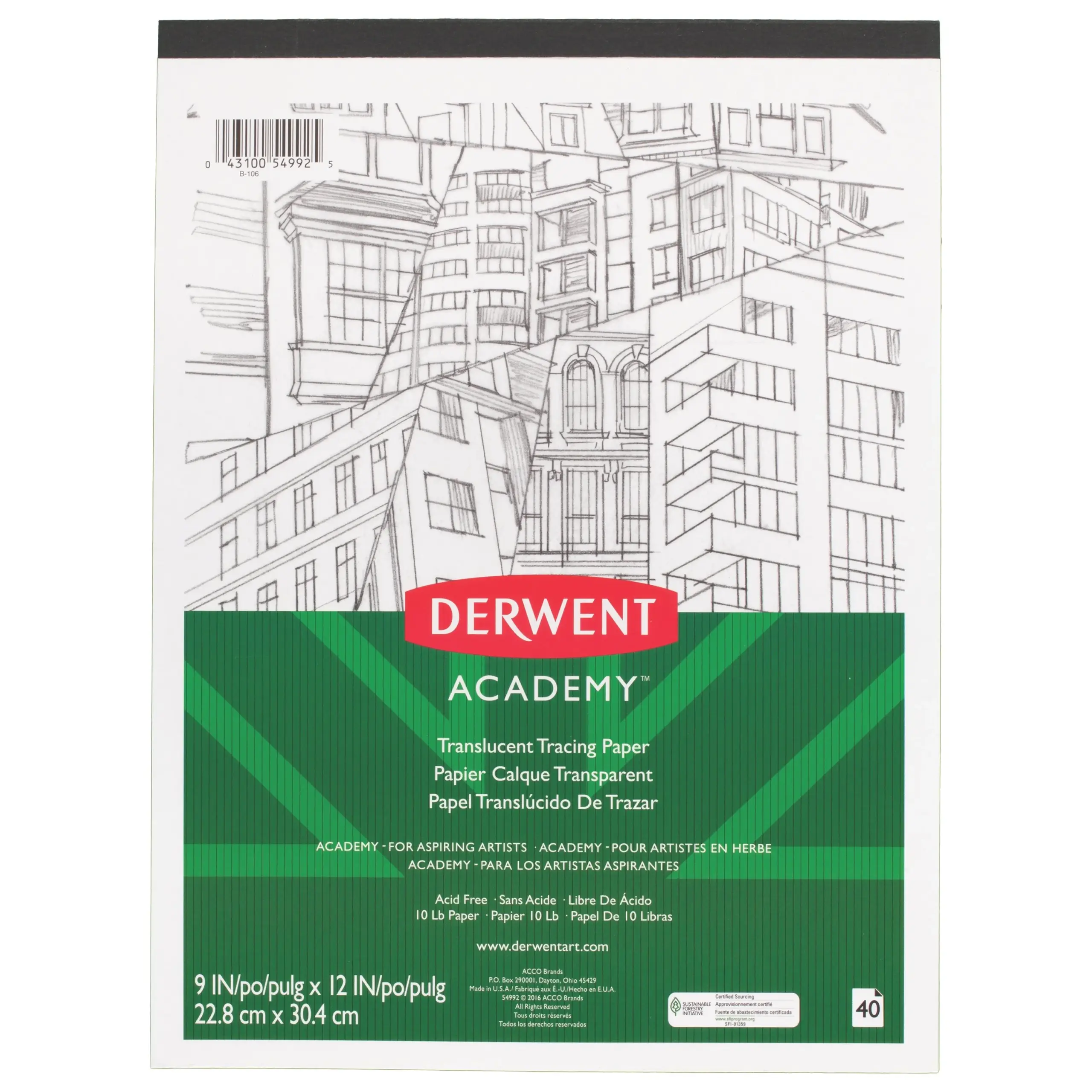 2 Pack Mead MEA54090 Academie Translucent Tracing Paper Pad 1 