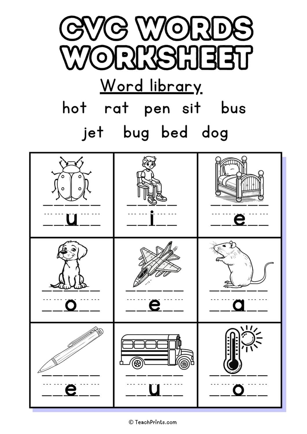 Tracing Cvc Words Worksheets