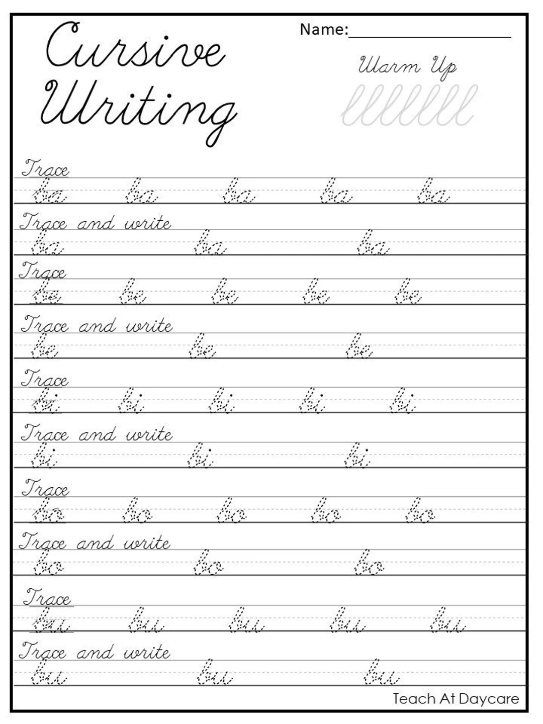 21 Cursive Handwriting Worksheets Consonant And Vowel Tracing In 