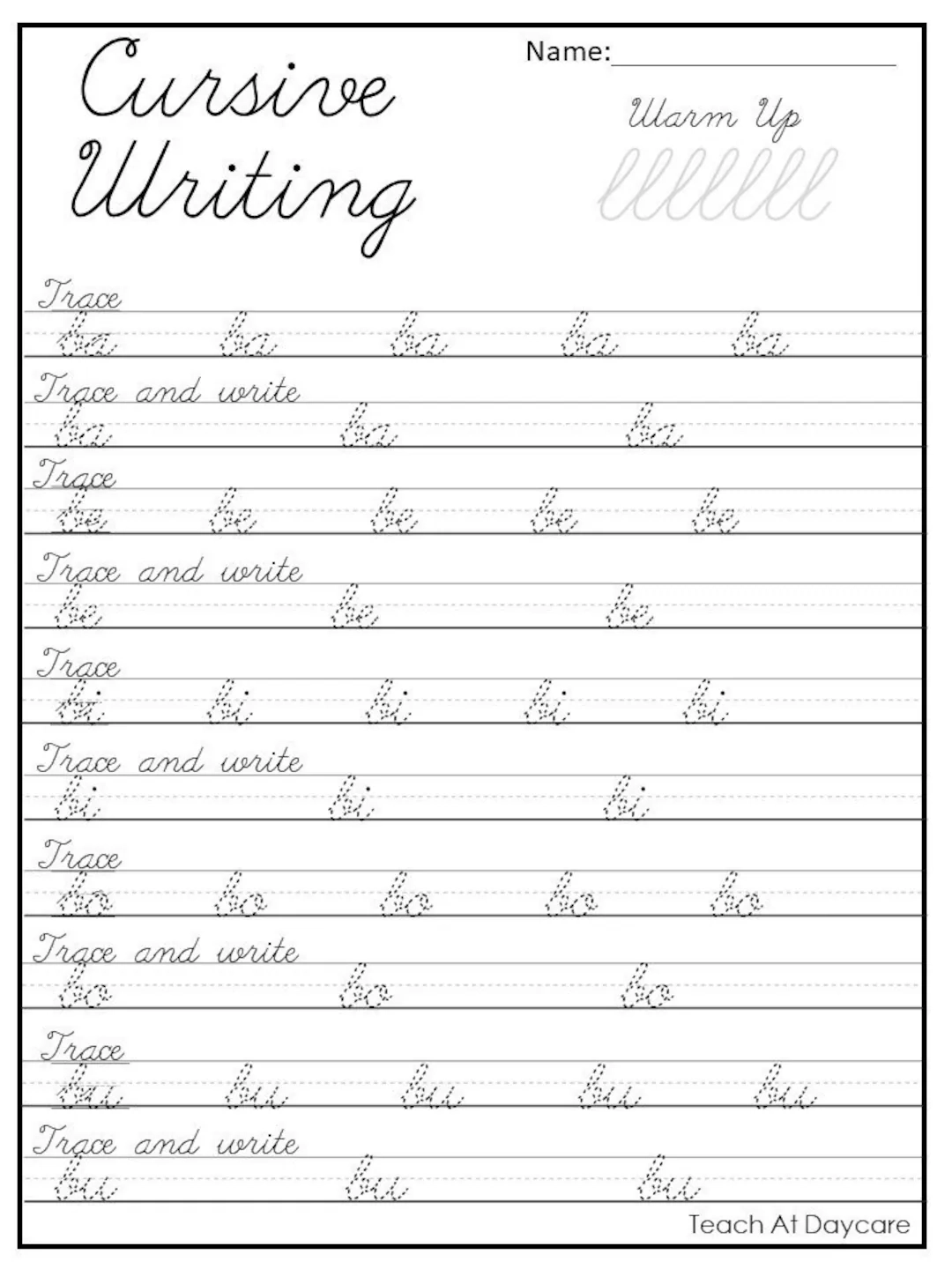 21 Cursive Handwriting Worksheets Consonant And Vowel Tracing In 