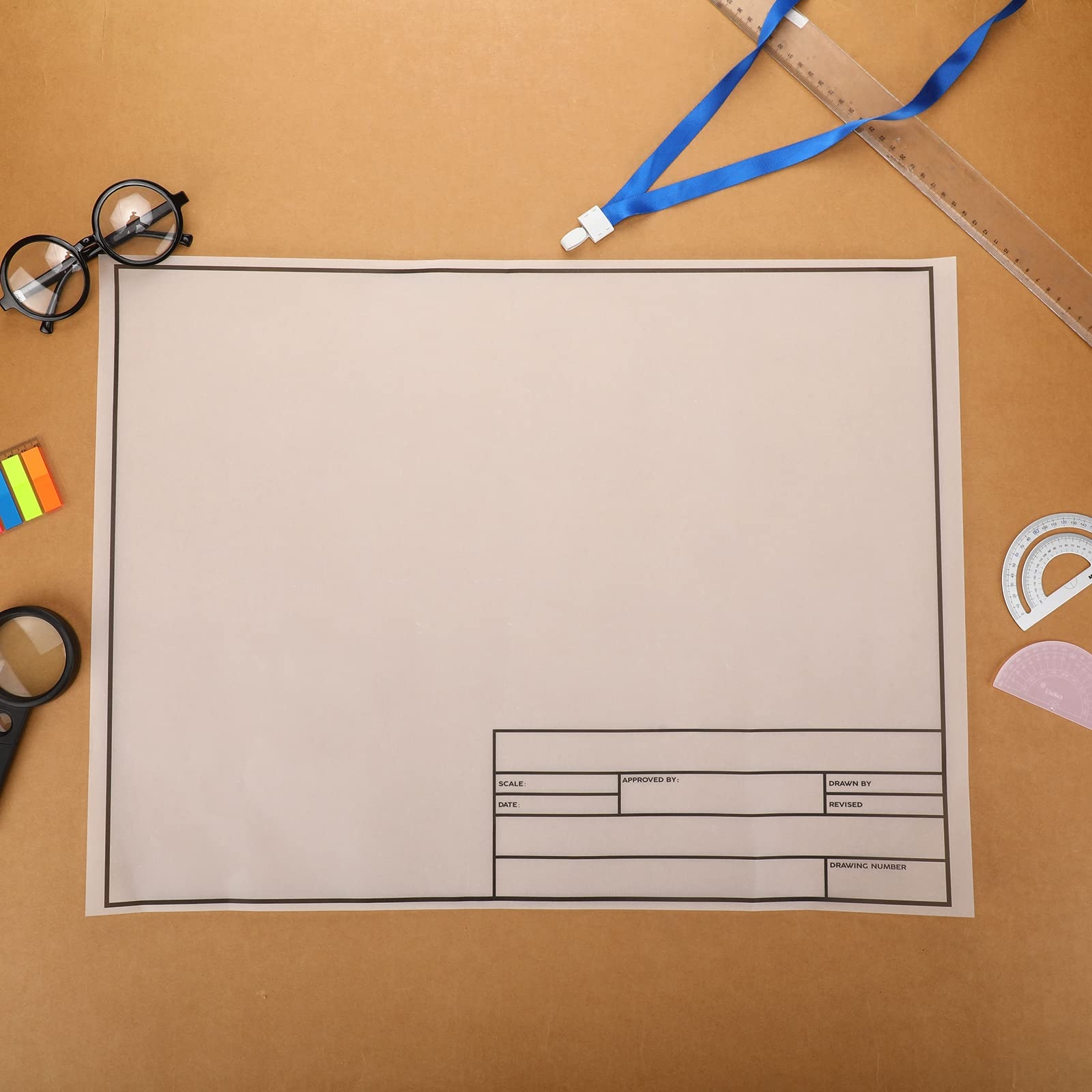 24x36 Inch Translucent Drafting Sheets With Border 10 Sheets 