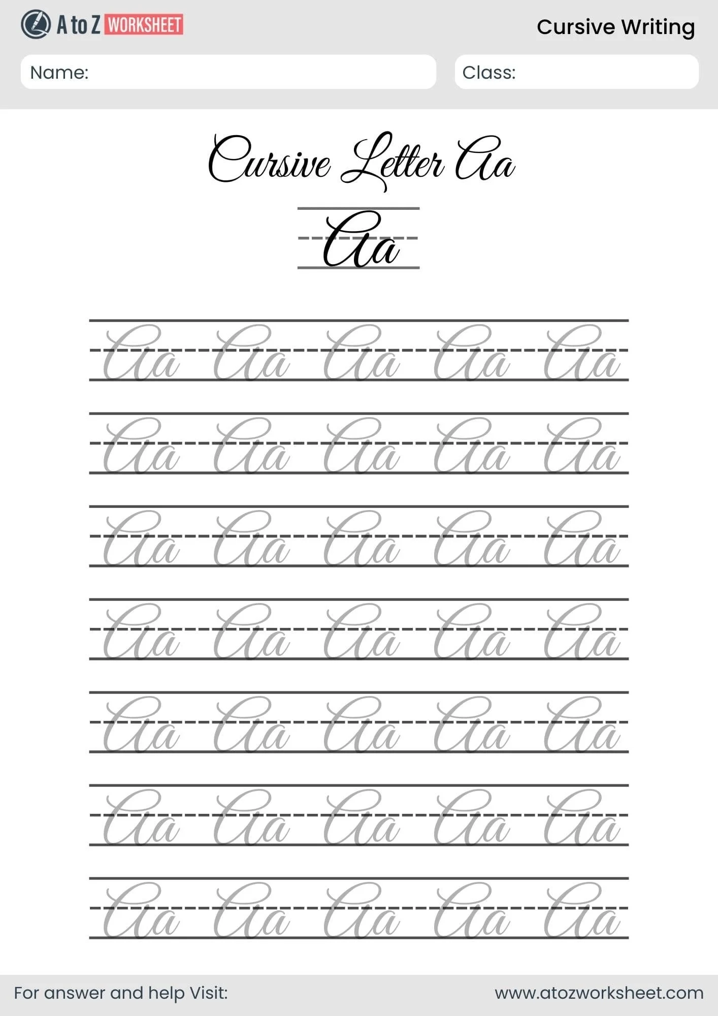 25 Cursive Writing A To Z Worksheets Free Printable PDF For 25 Cursive Writing A To Z Worksheets Free Printable PDF For