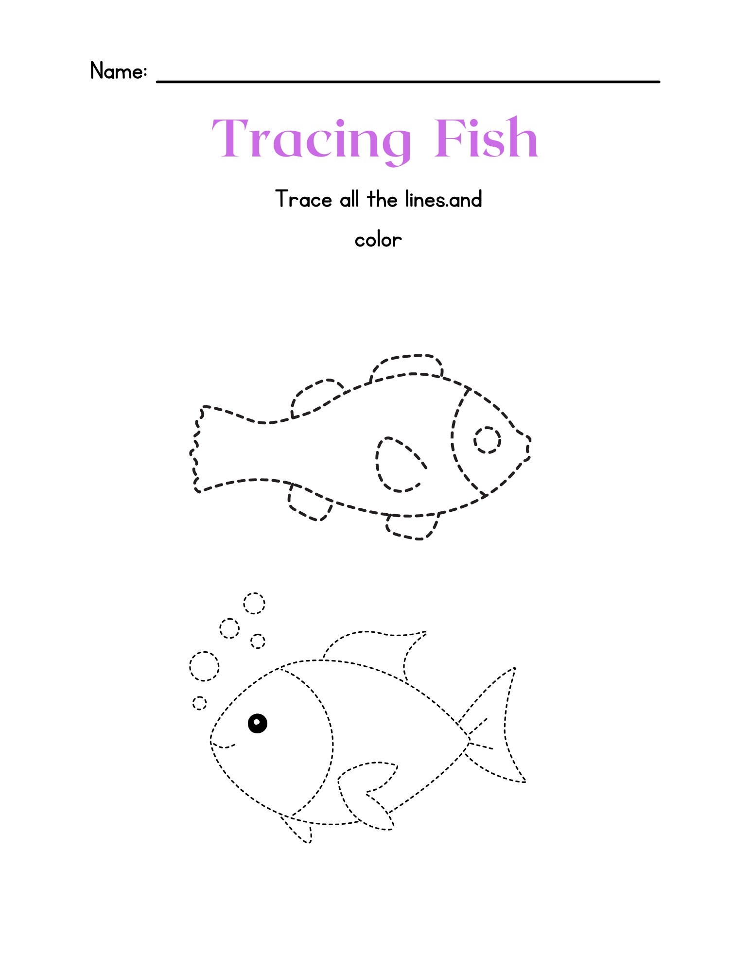 Fish Tracing Worksheet