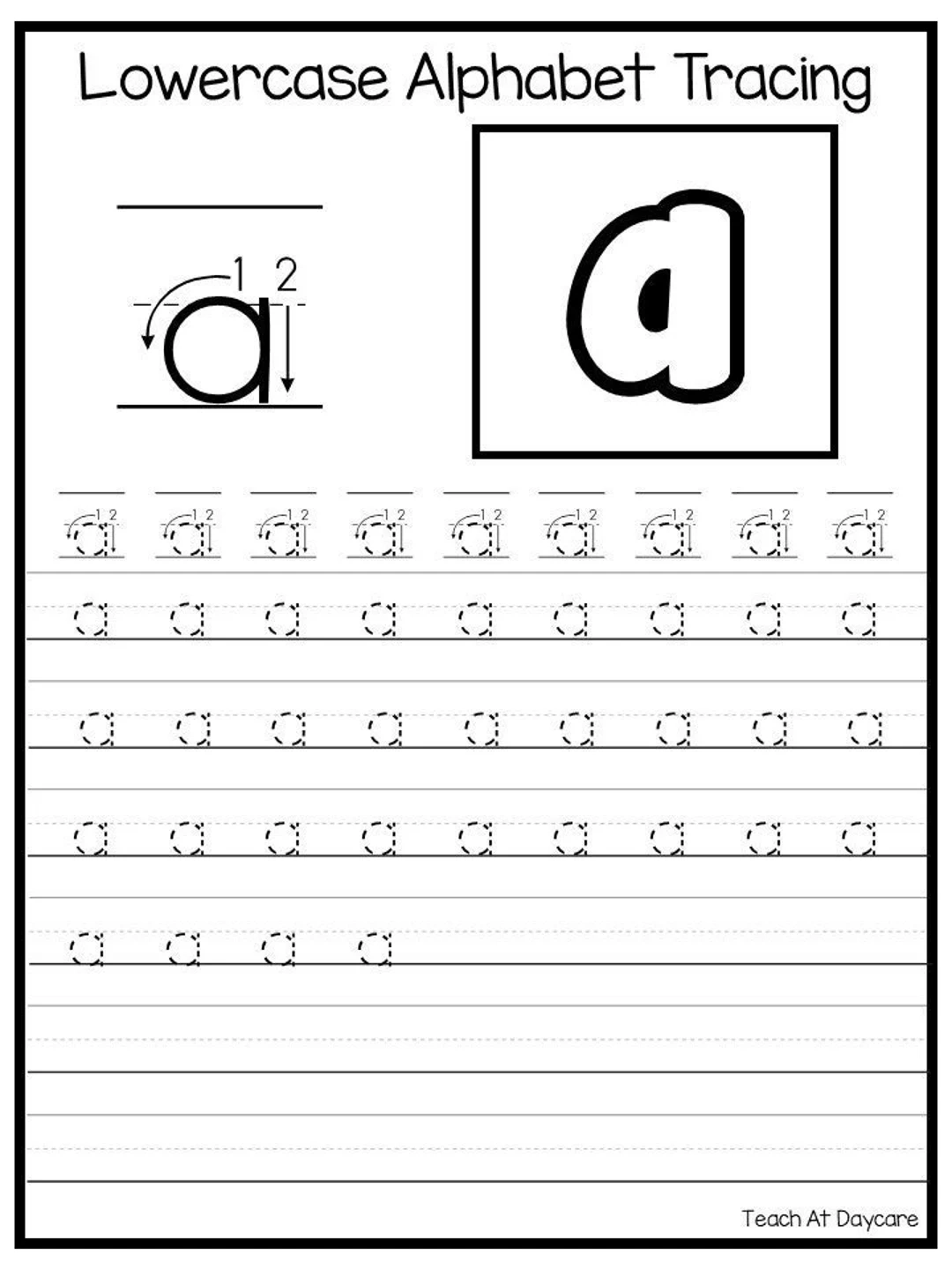 26 Printable Lowercase Alphabet Tracing Worksheets Preschool 