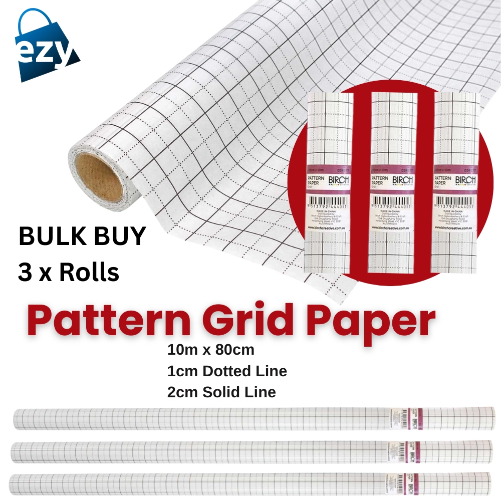 3 X Birch GRID Pattern Paper 80cm X 10m Roll Pattern Tracing 