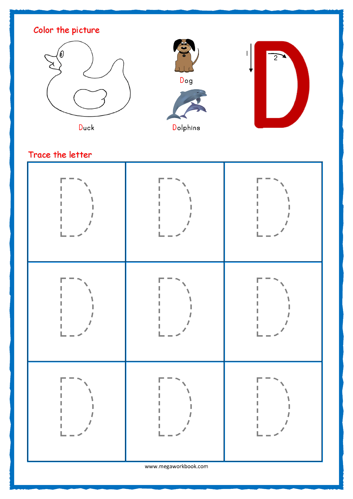 Capital D Tracing Worksheet