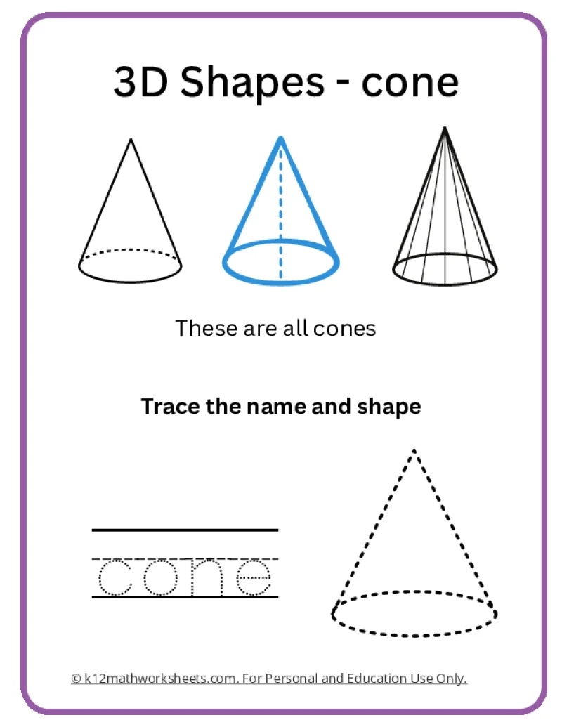 3D Shapes Worksheets K12 Math Worksheets