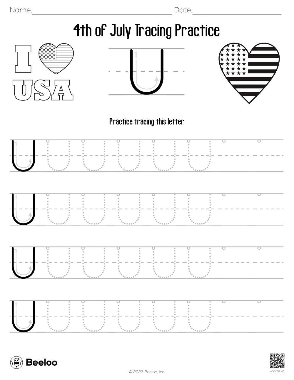 4th Of July Tracing Practice Beeloo Printable Crafts And 4th Of July Tracing Practice Beeloo Printable Crafts And