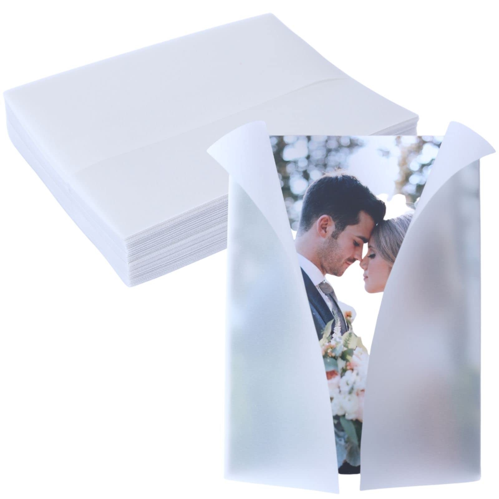 50 Pack Pre Folded Vellum Jackets For 5x7 Invitations Translucent 