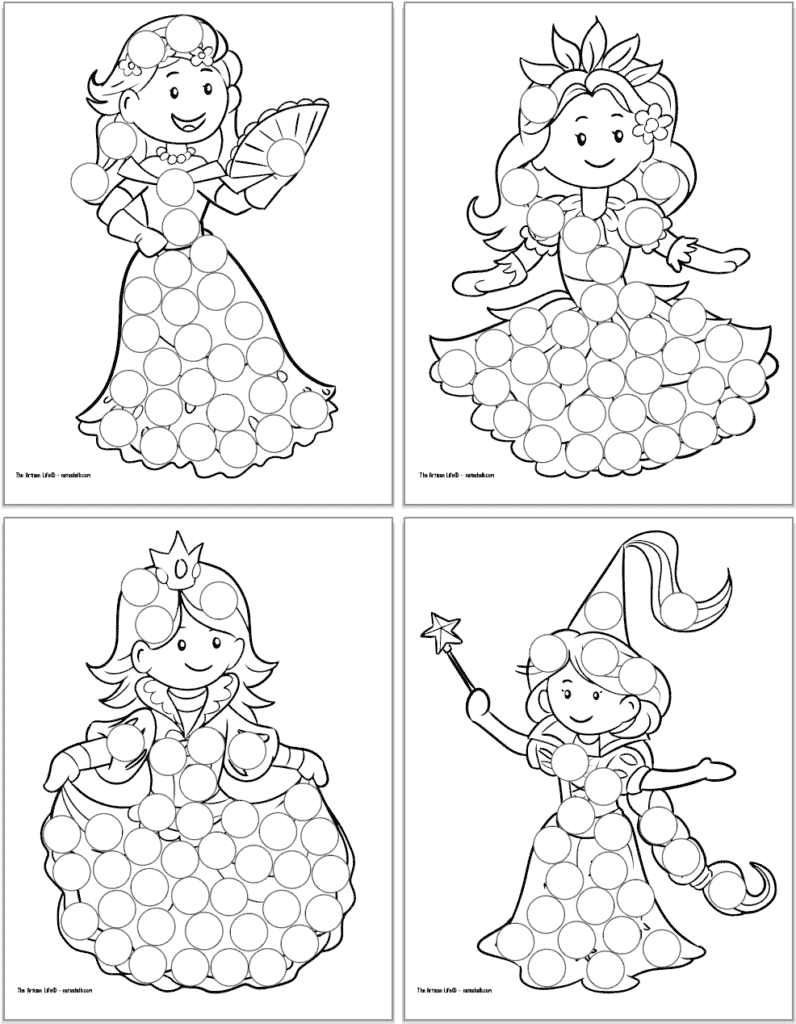 7 Free Printable Princess Dot Marker Coloring Pages The Artisan 