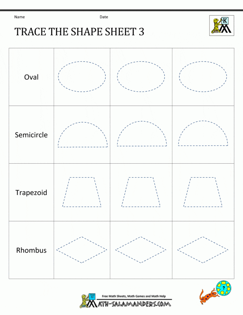 Free Shape Tracing Worksheets For Preschoolers