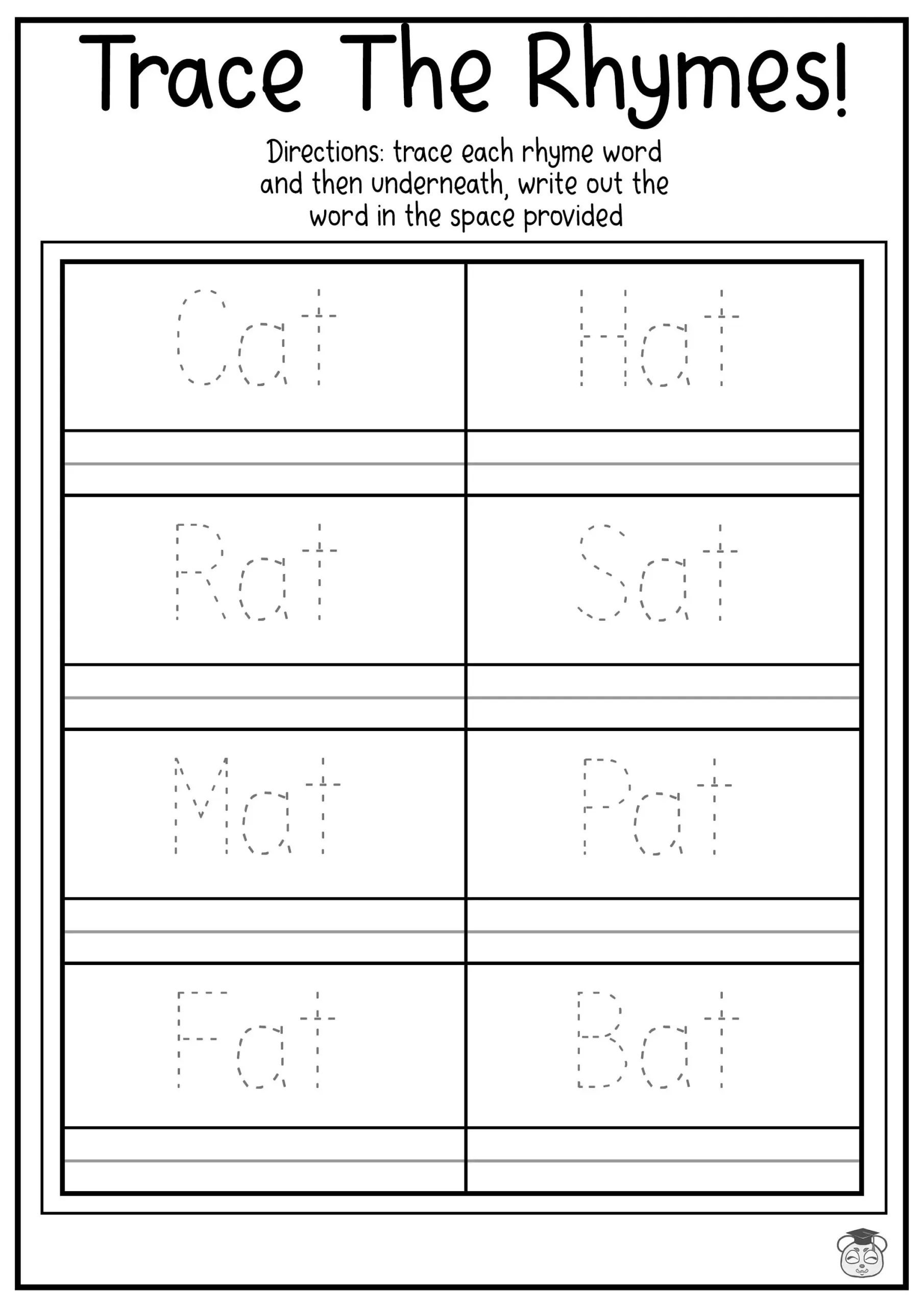 Pre K Word Tracing Worksheets