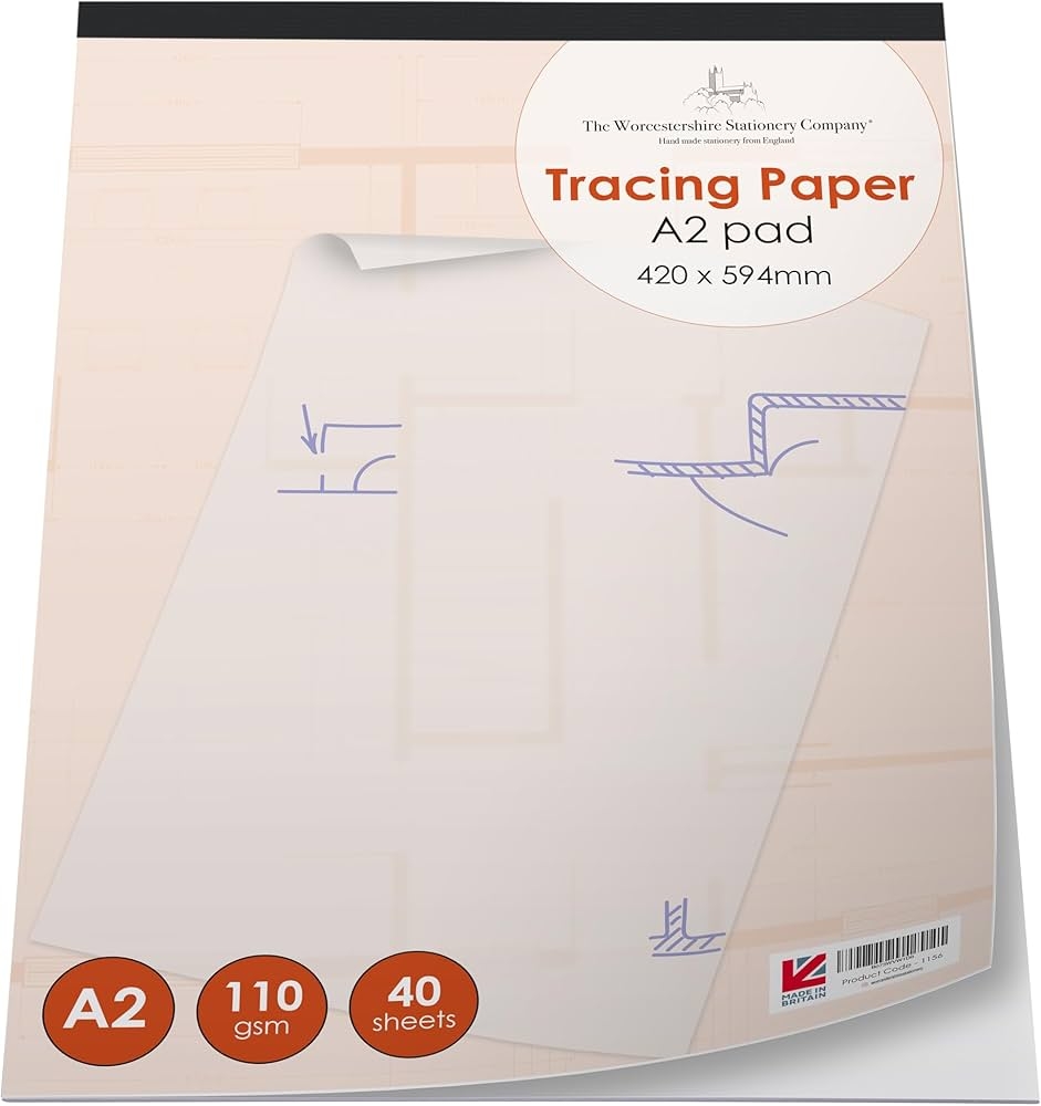 A2 Tracing Paper Pad Professional Range 40 Sheets 90gsm Paper 
