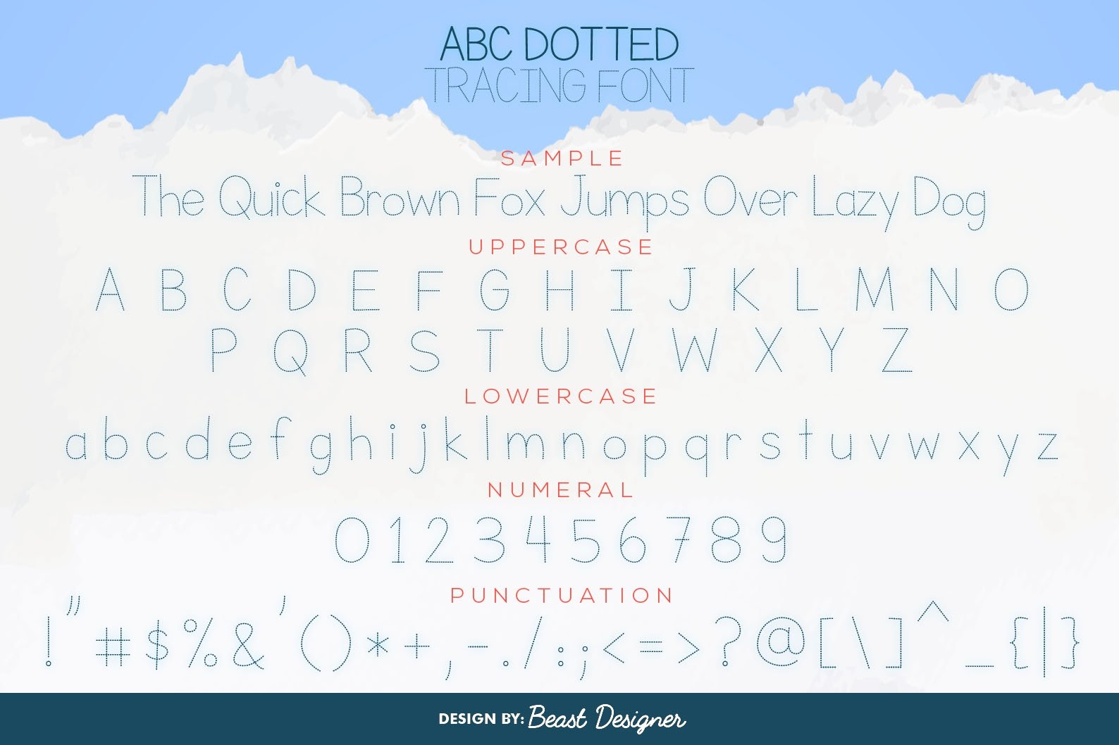 ABC Dotted Tracing Font Dashed Handwriting Font For Kids