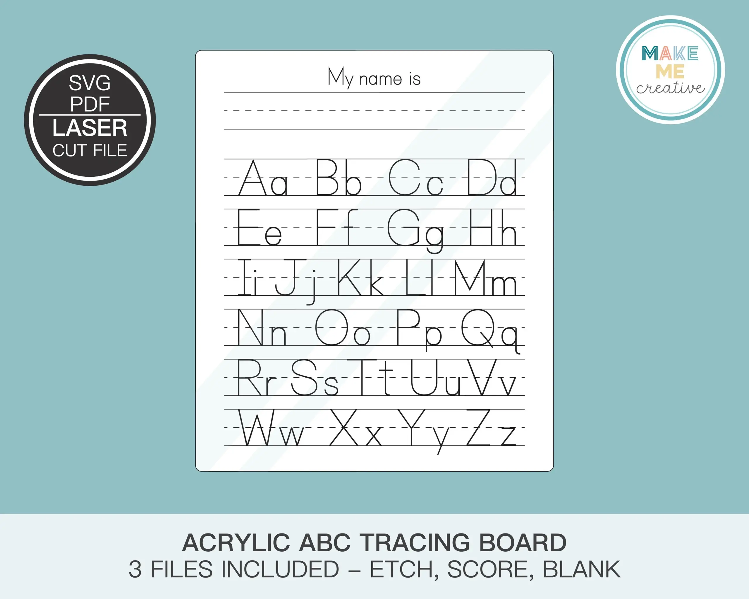 Acrylic ABC Letter Tracing Board SVG Acrylic Alphabet Dry Erase 