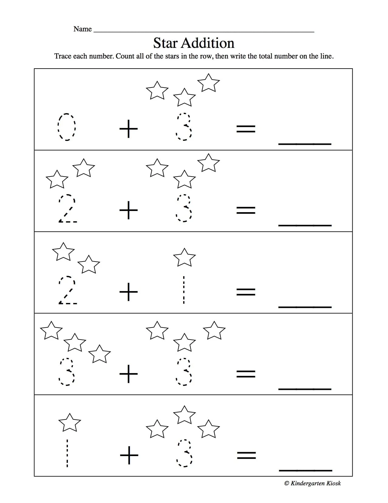 Addition Worksheets For Kindergarten Kindergarten Kiosk