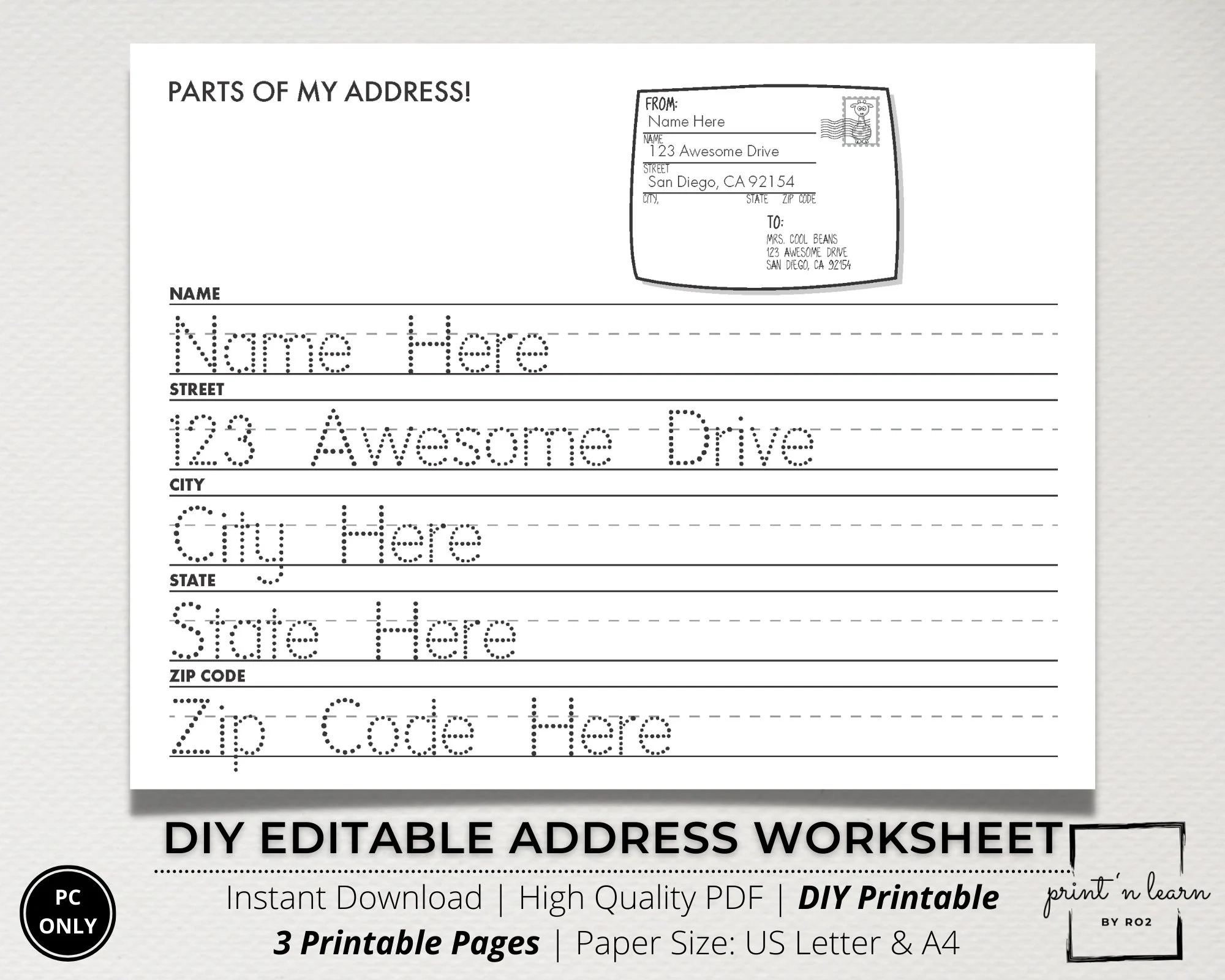 Address Tracing Sheet I Know My Address Address Worksheet 
