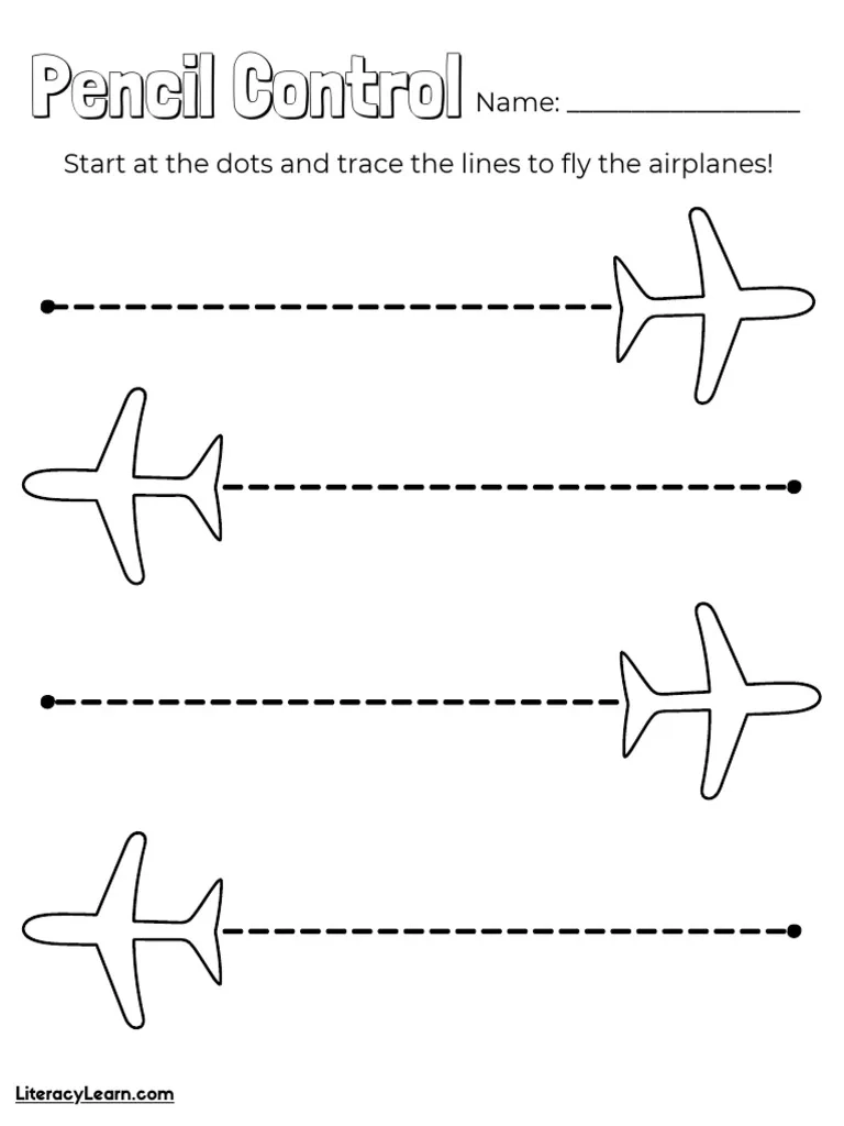 Airplane And Alphabet Tracing Worksheet PDF
