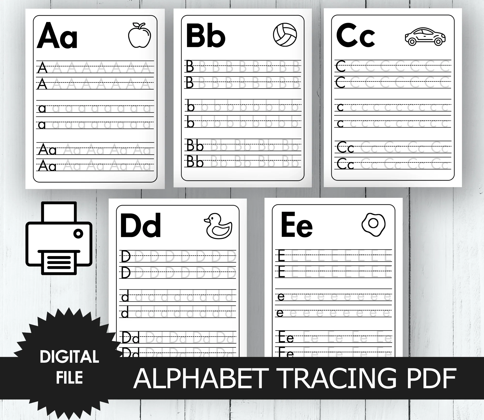 Alphabet Letter Tracing A Z Uppercase And Lowercase Kindergarten And Preschool Worksheets Print At Home Instant Download 1 PDF