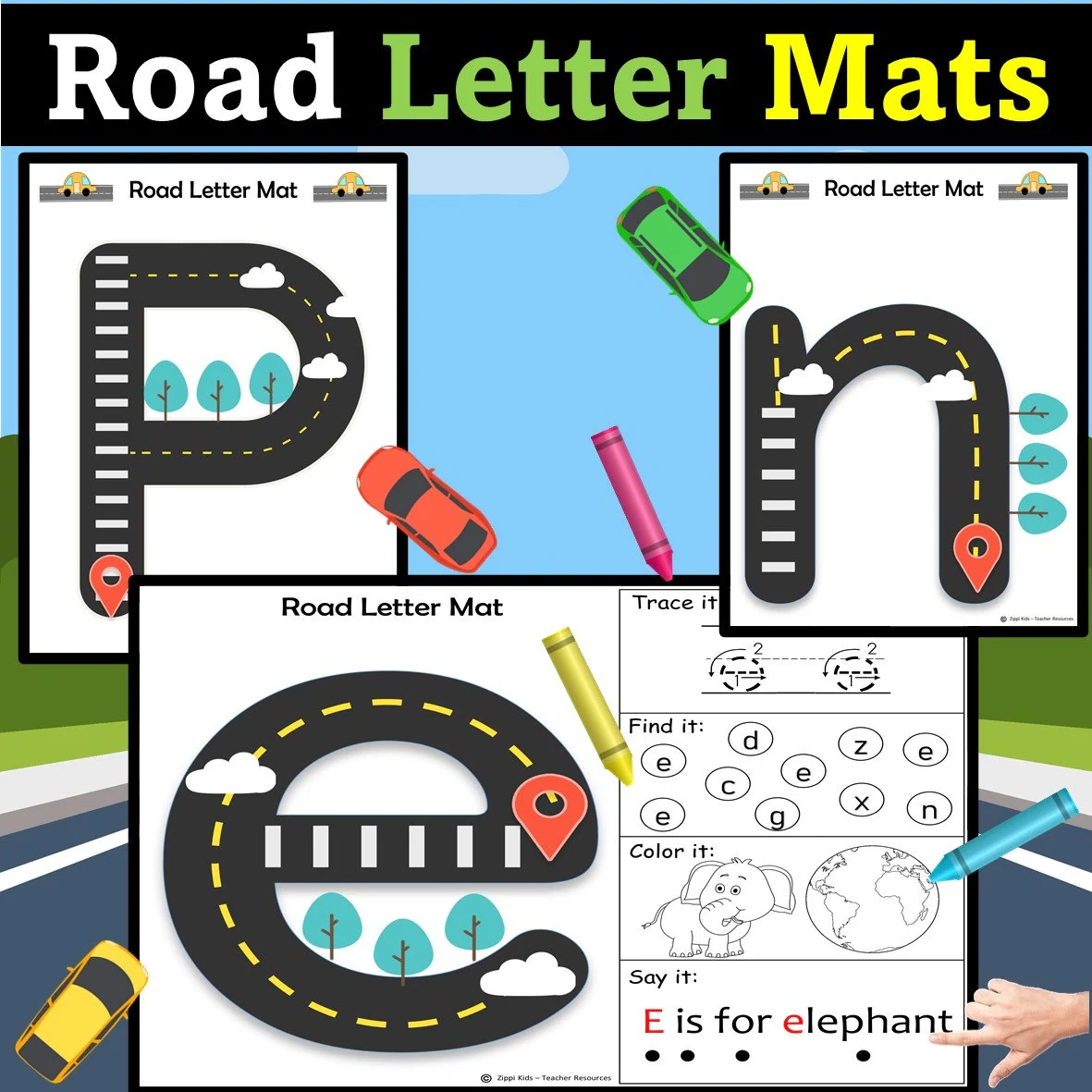Alphabet Road Letter Tracing Mats Trace Find Color Alphabet 