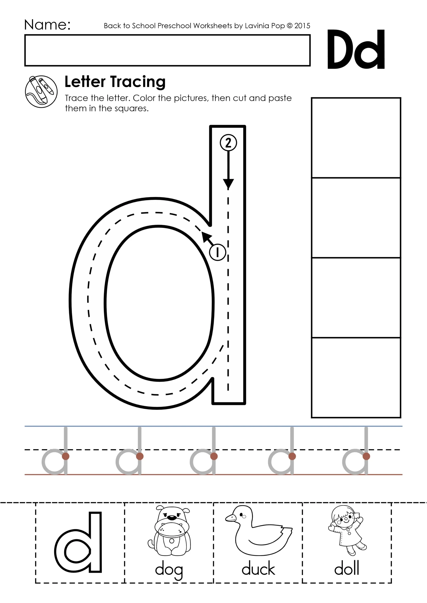 Tracing Letter D Worksheets For Preschool