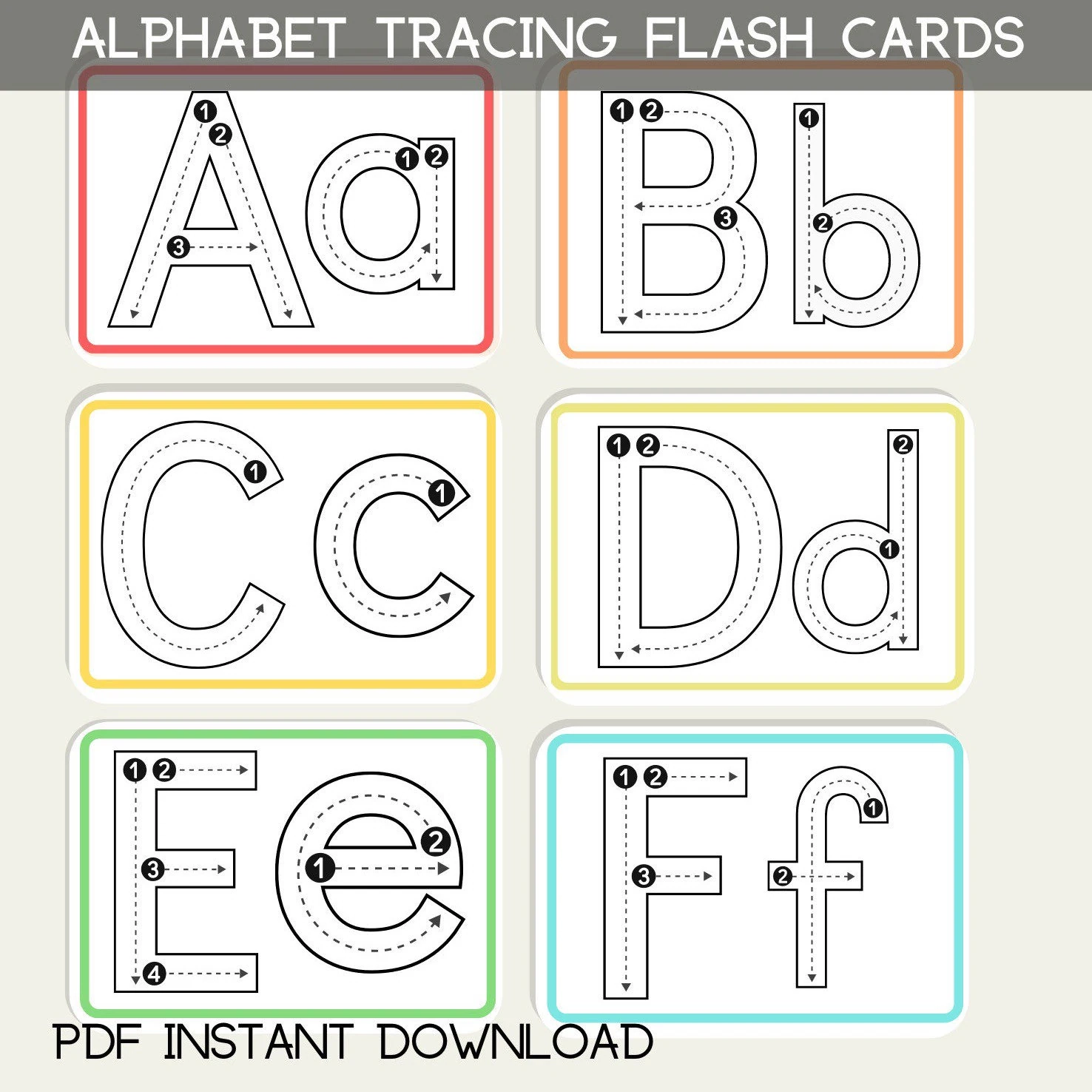 Alphabet Tracing Wipeable Flash Cards Practice Writing Children 