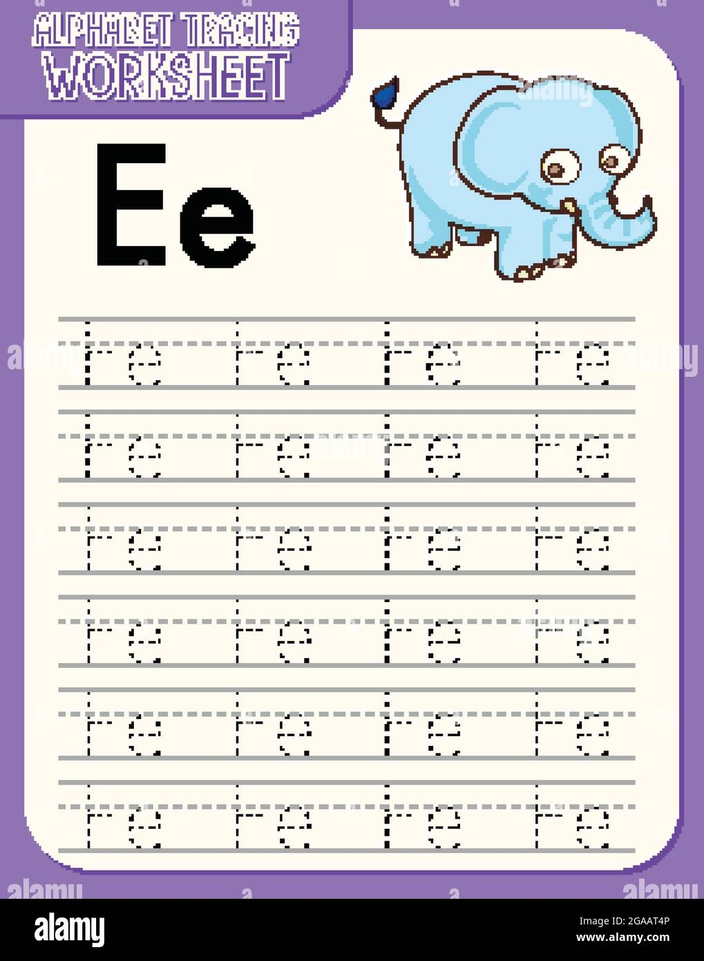 Alphabet Tracing Worksheet With Letter E And E Illustration Stock 