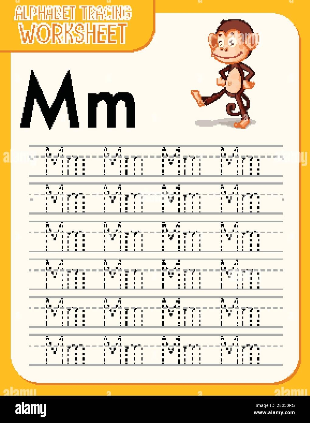 Alphabet Tracing Worksheet With Letter M And M Illustration Stock 