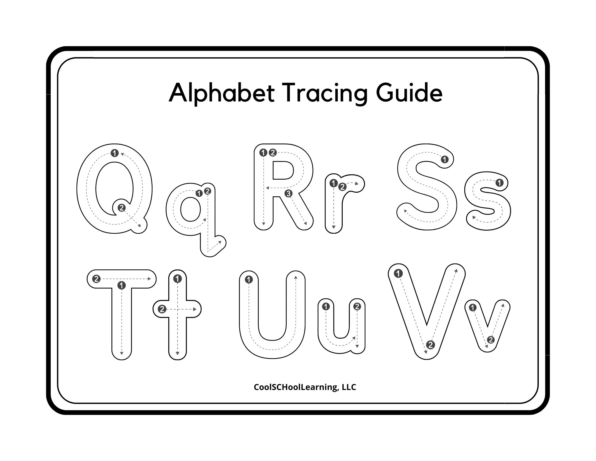 Alphabet Tracing Worksheets A Z Preschool Kindergarten ABC 