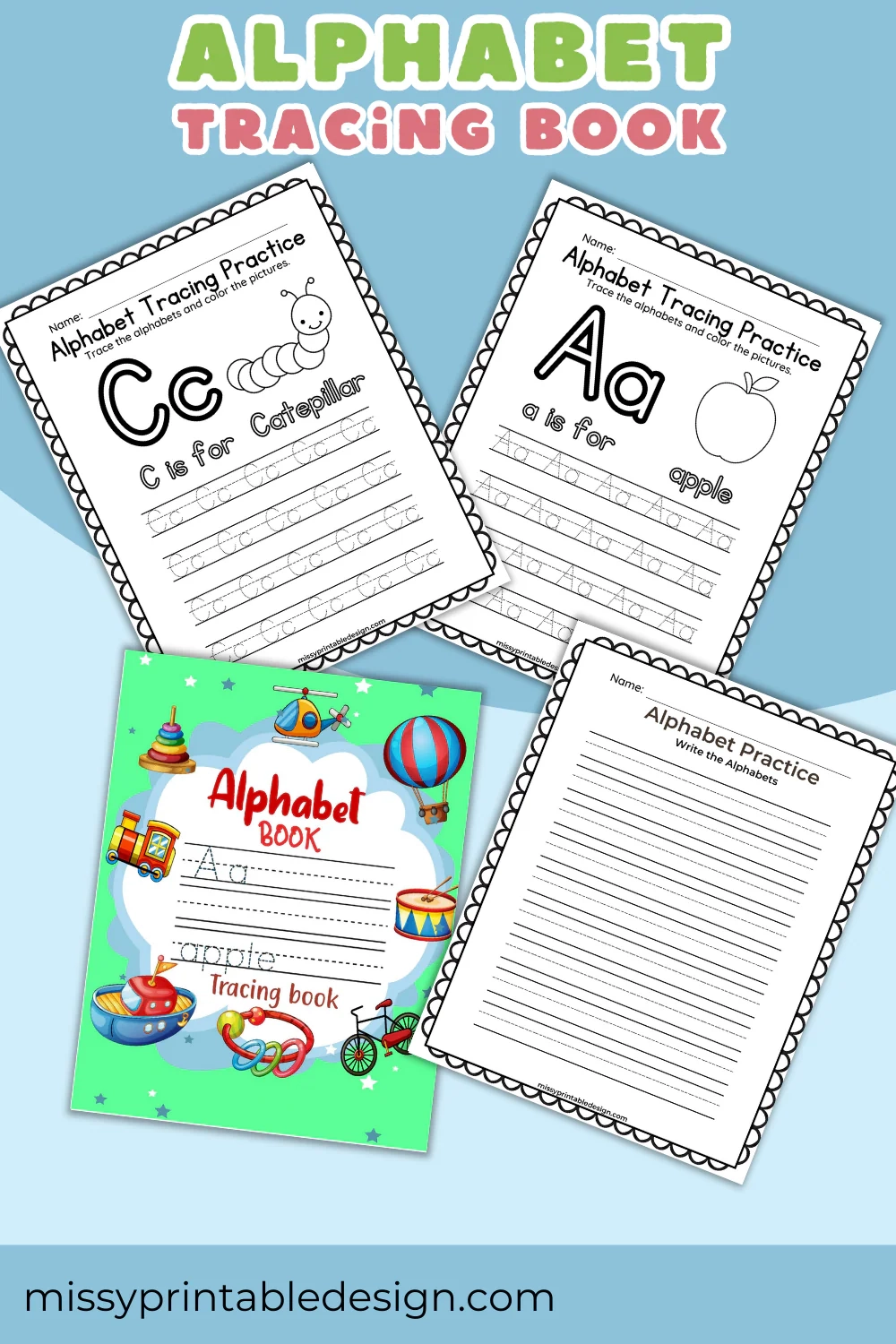 Alphabet Tracing Worksheets Book Printable Missy Printable 