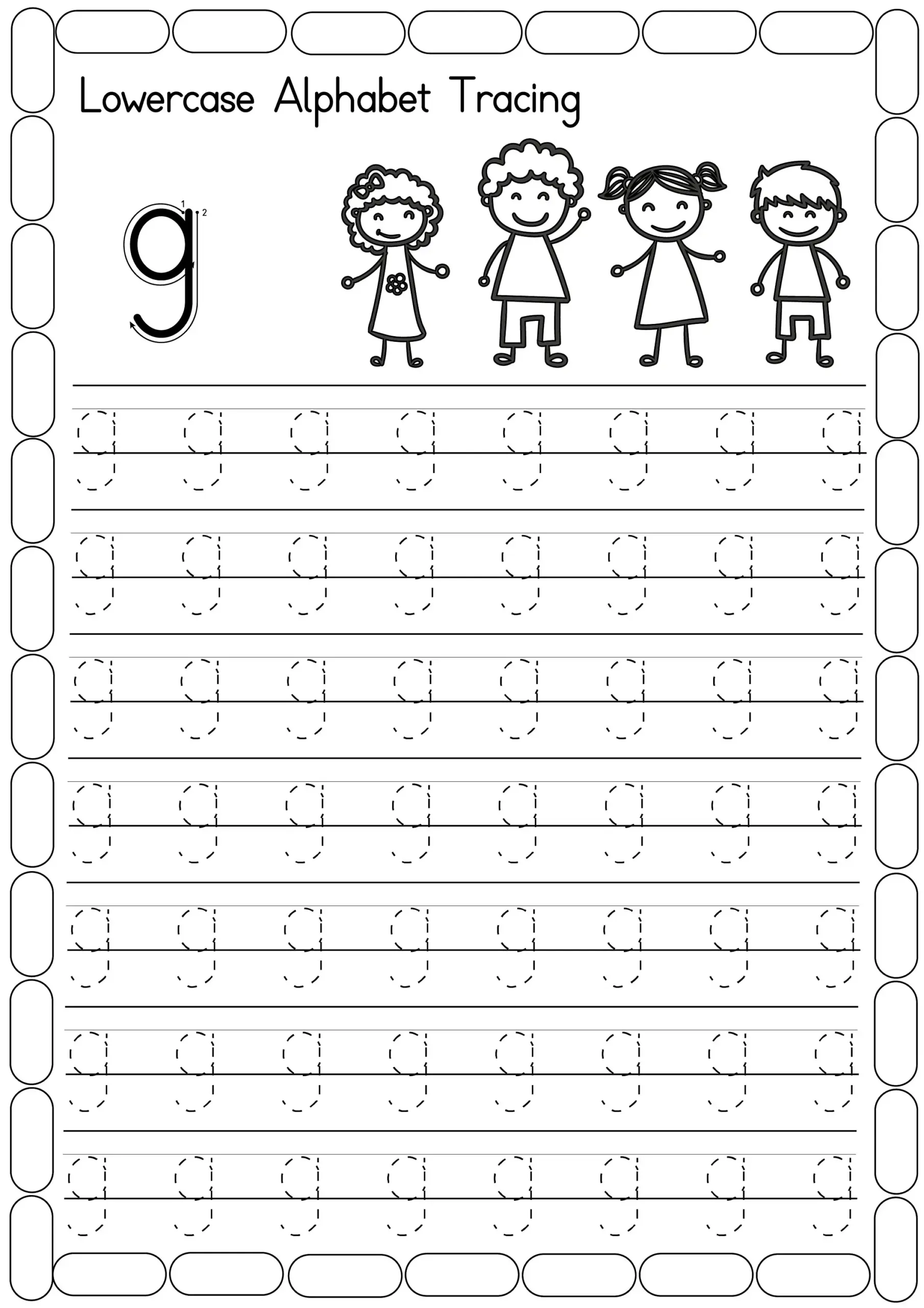 Alphabet Tracing Worksheets Lowercase Handwriting Practice PDF 