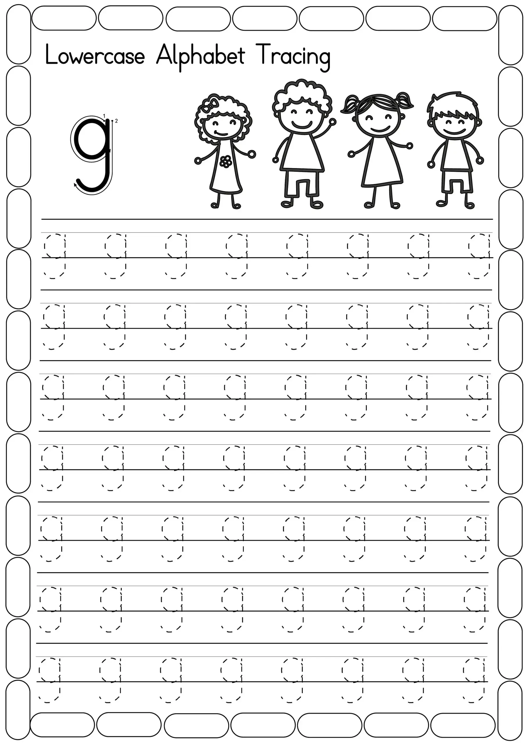 Alphabet Tracing Worksheets Lowercase Handwriting Practice PDF 
