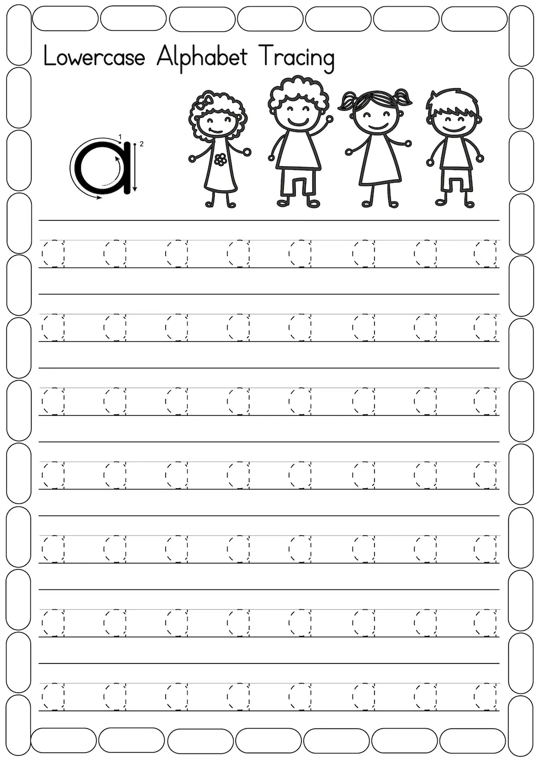 Alphabet Tracing Worksheets Lowercase Handwriting Practice PDF 