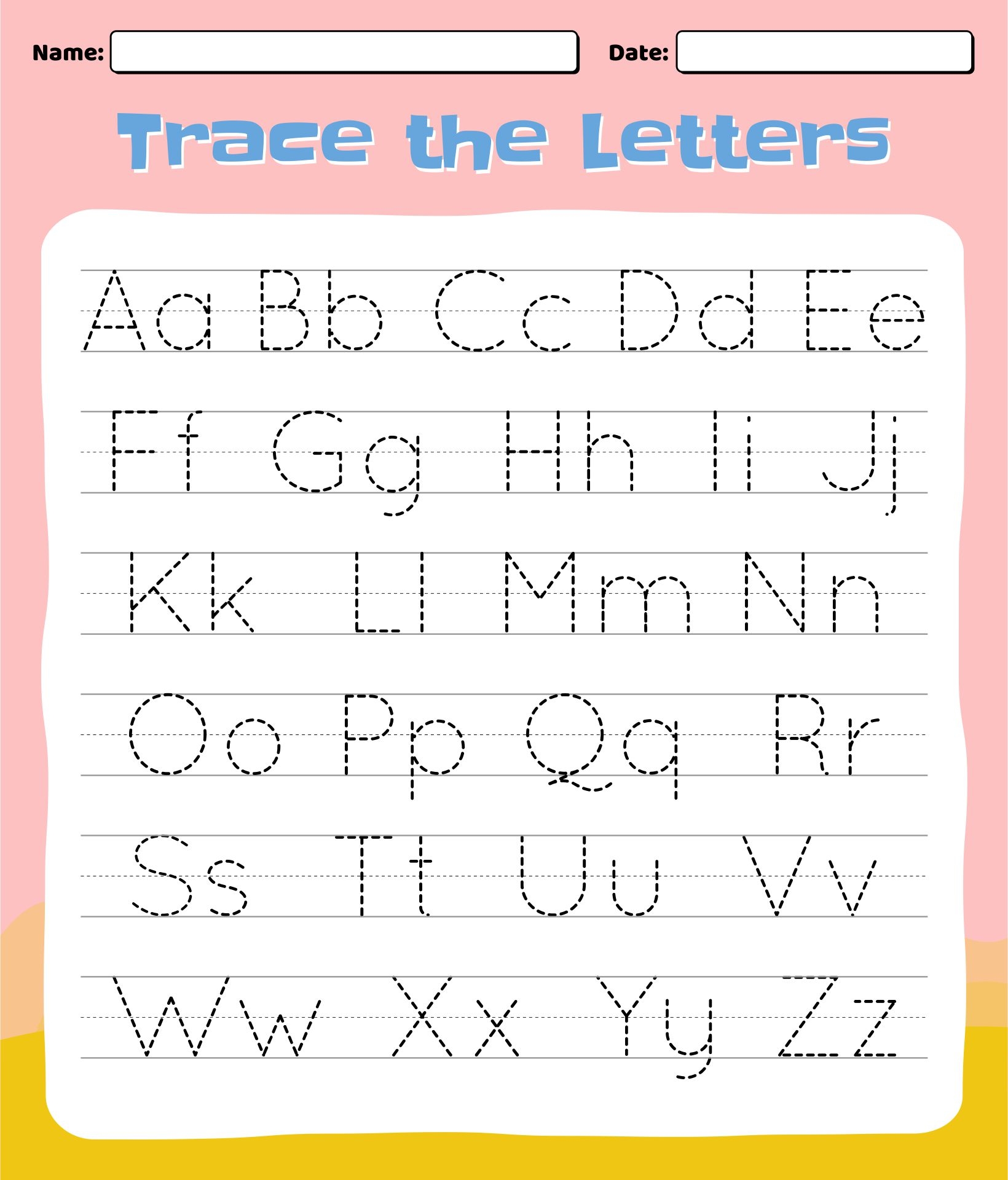 Tracing Uppercase And Lowercase Letters Worksheet